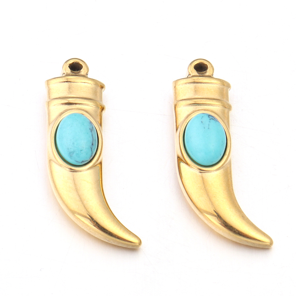 2 stk/parti rustfritt stål naturstein pepper øredobber anheng til diy halskjede smykker laging forsyninger blanding: Lilla