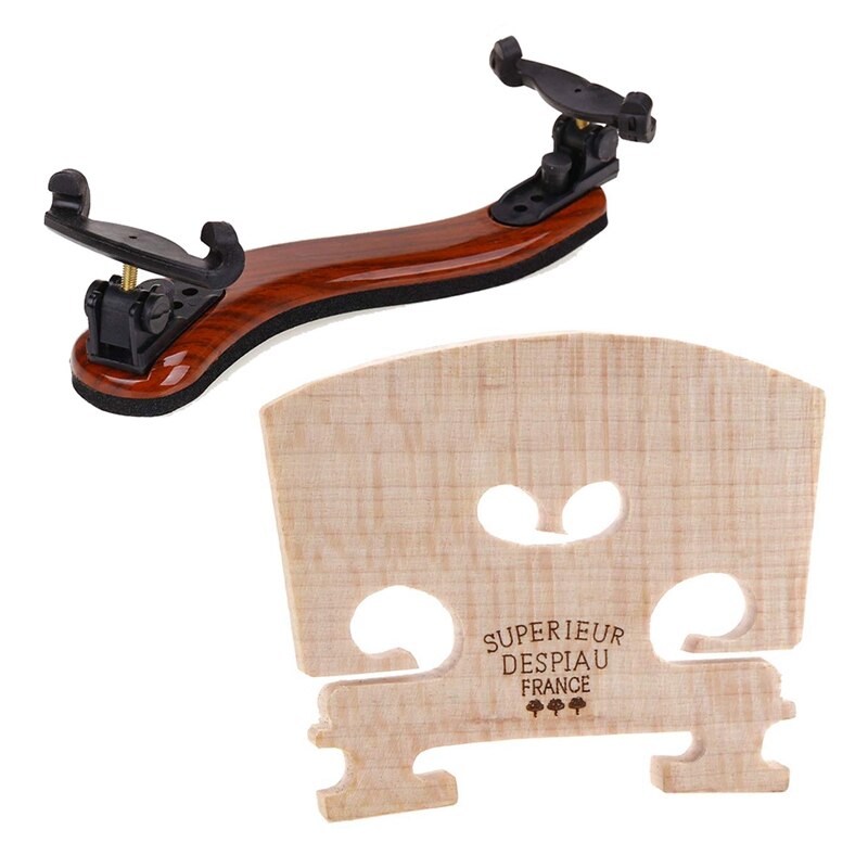 Adjustable Violin Bridge Maple,4/4 Size Violin Fitted Bridge Parts For 4/4 Size Violin With Violin Shoulder Rest