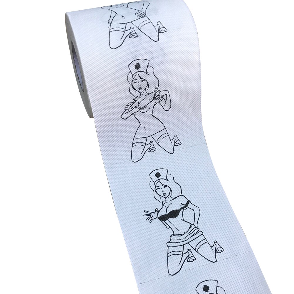 Rulle toiletpapir sødt tegneseriemønster print badeværelsespapir til hjemmekontorhotel