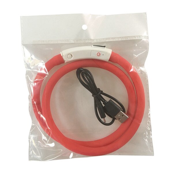 USB Rechargeable Flashing Night Dog Collars Luminous Pet Collar LED Light USB Dog Collar Glowing Teddy Flash Collar Pet 1: Red / L