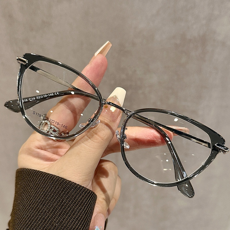 Damenmode Katze Auge Myopiebrille unisex Blaulicht blockierende Computerbrille Trendige Nahsichtbrille 0-1.0-4.0: Grün / 0