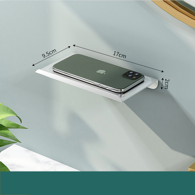 Portable Aluminum Alloy Wall Mounted Toilet Paper Holder with Tray Punch-Free Toilet Paper Roll Holder Bathroom Accessories