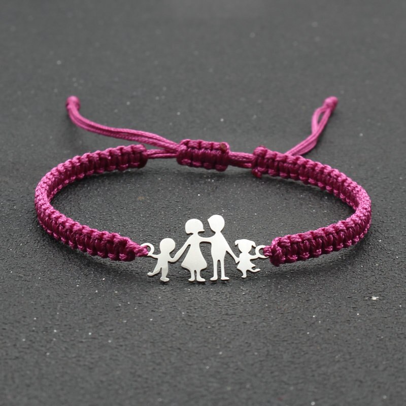 Lucky czerwony sznurek bransoletki dla rodziny tata mama córka syn pleciony ze stali nierdzewnej regulowany urok bransoletka kobiety mężczyźni biżuteria: Rose Red