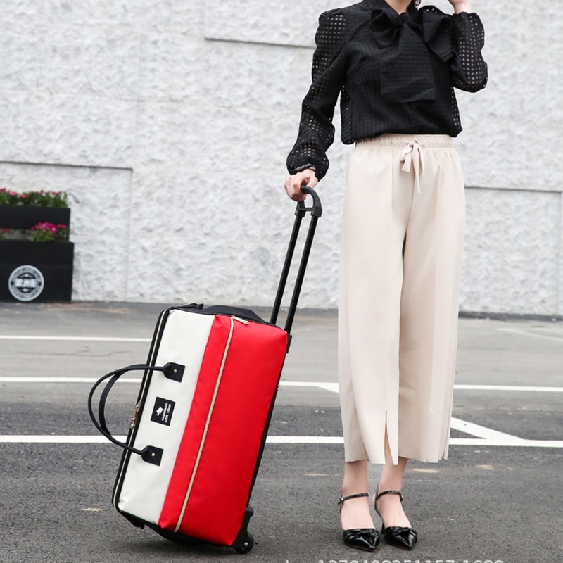 Julis sång resväska med hjul vagn stor kapacitet vagn åkpåse rullande resväska väska för helg över natten