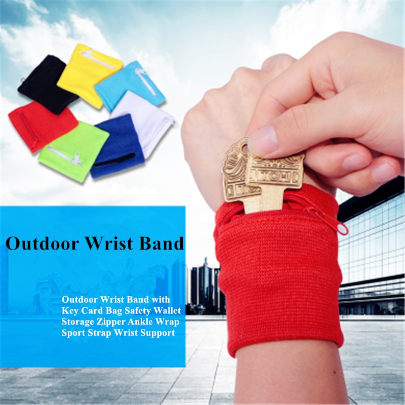 Outdoor Wrist Band with Key Card Bag Safety Wallet Storage Zipper Ankle Wrap Sport Strap Wrist Support