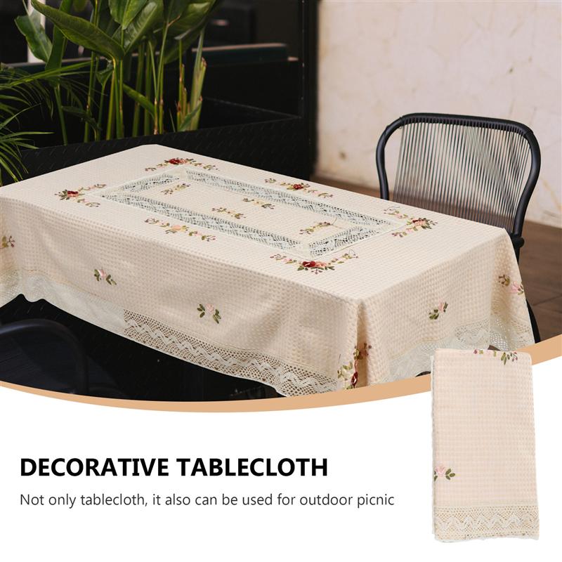 1Pc Raster Doek Art Tafelkleed Geborduurde Tuin Thee Tafelkleed Decoratie