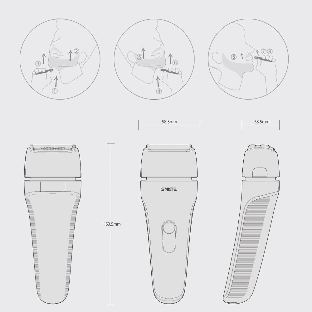 Smate Electric Shaver Men Razor Reciprocating 4 Blade Electric i-Shaver 3 Minute Fast Charge Dry/Wet Waterproof