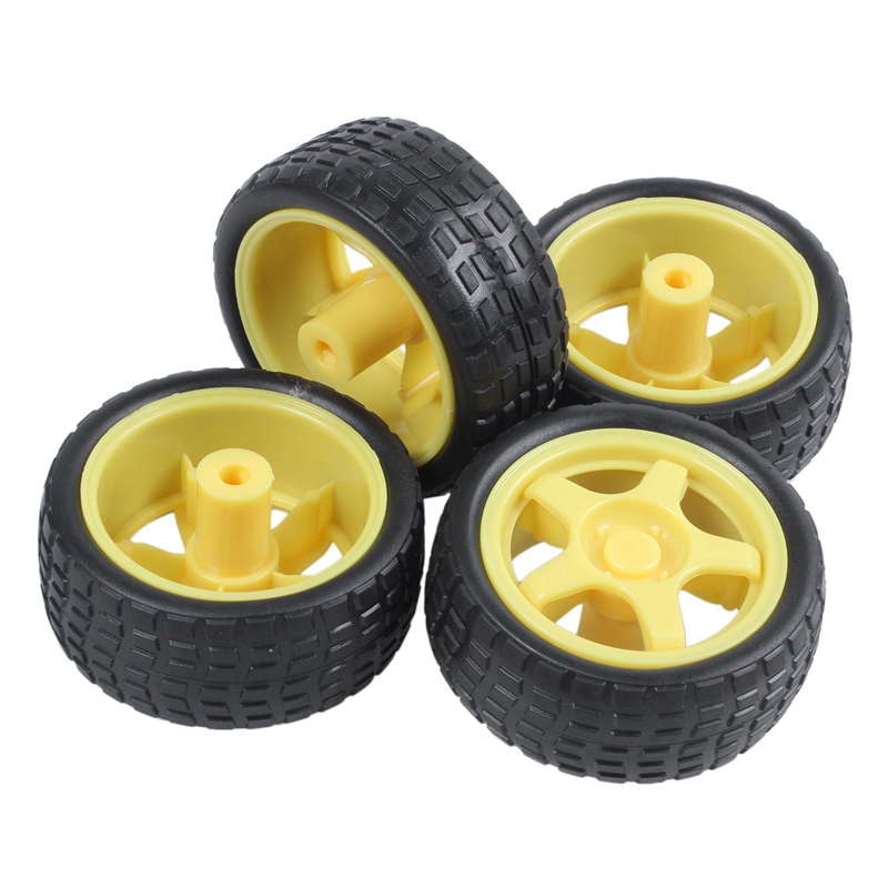 4 pcs for arduino smart car robot plastic tire wheel with  dc 3-6v gear motor