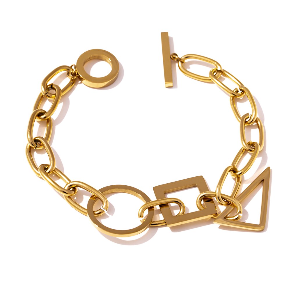 Yhpup acier inoxydable bijoux Unique géométrique chaîne Bracelet pour les femmes: Default Title