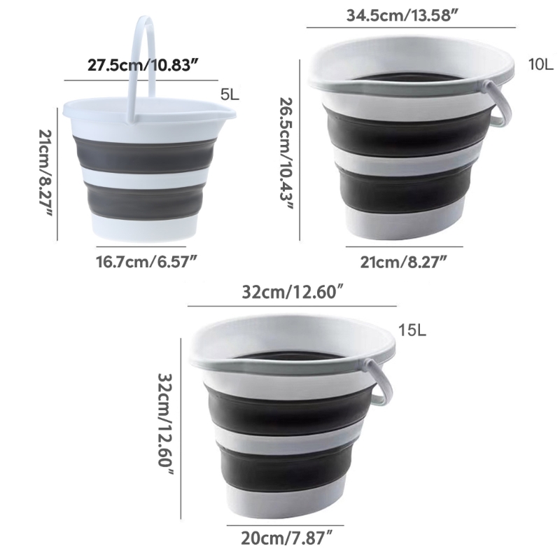 Folding Water Bucket Portable Collapsible Buckets Space Saving Outdoor Water Pail for Garden Camping Fishing Car