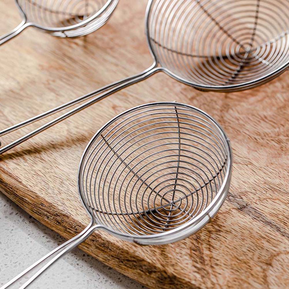3 Sizes Stainless Steel Spider Strainer Skimmer Spoon Long Handle Wire Skimmer Ladle For Kitchen Frying