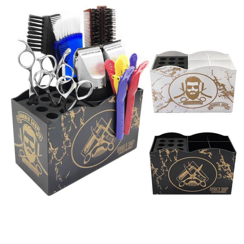 Suministros de peluquería para barbería, caja de almacenamiento para peines, soporte para tijeras, organizador, estante para peluquero, accesorios de salón