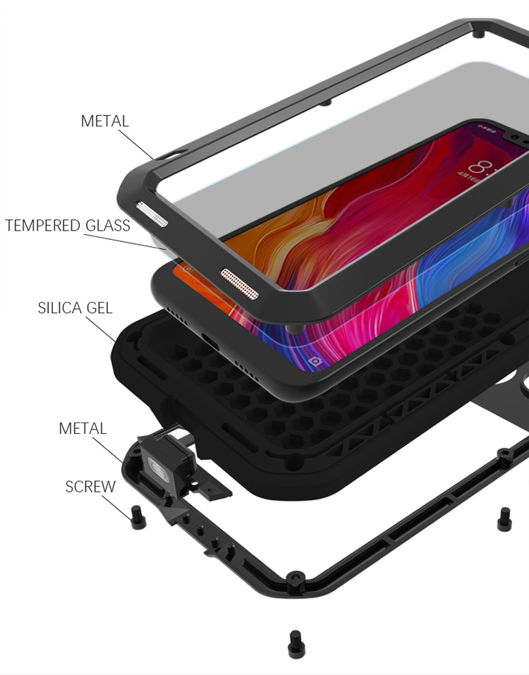 LOVE MEI Aluminum Metal Case For Xiaomi Mi 8 Cover Powerful Armor Shockproof Life Waterproof Case For Xiaomi 8 Mi8 M8 Capa Funda