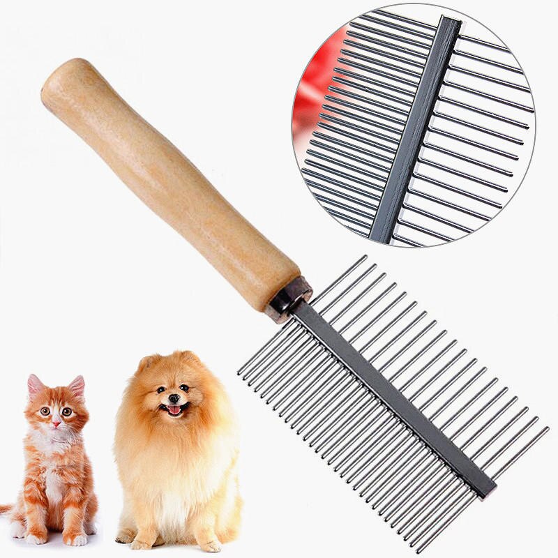 Rvs Haarborstel Kam Voor Honden Katten Dubbele Side Pet Hair Remover Naald Pet Fur Grooming Huisdieren Accessoires Kammen Tob