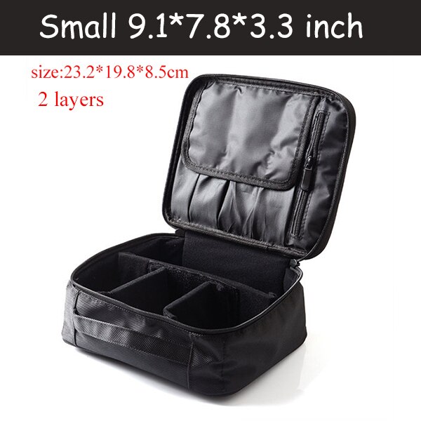 Cosmetic Bag Travel Makeup Organizer Cosmetics Pouch Bags Make Up Bags Cosmetic Makeup Bag: Black S 2 layers A