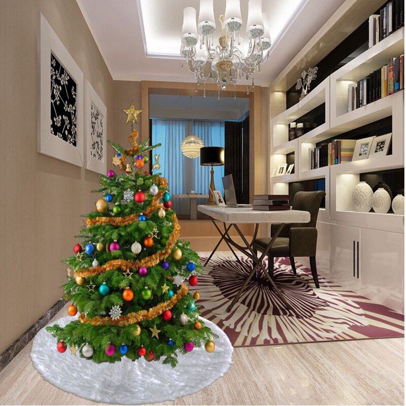 Tapis en peluche blanc en fourrure pour sapin de noël, décorations pour la maison, jupes, nouvel an, , 1 pièce