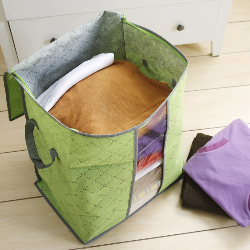 Opbergtas Doos Draagbare Organizer Non Woven Onderbed Pouch Opbergdoos Bamboe Kleding Storaging Tas Op Verkoop