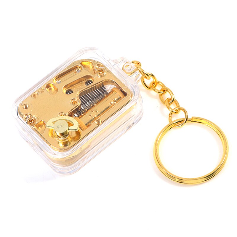 1Pc Music Box DIY Mechanical Gold Metal Music Boxes Clockwork Keychain