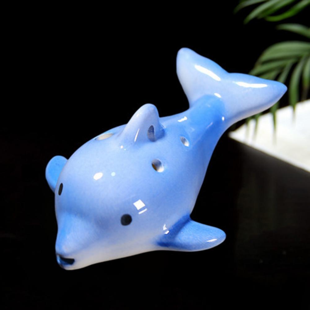 Mini Melodious Cartoon Dolphin Musical Instrument Ocarina Ceramic Musical Ocarina Ergonomic for Novice