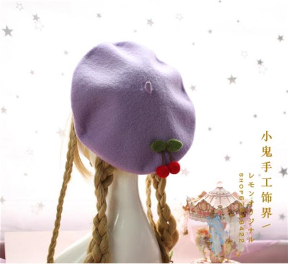 Béret Lolita Japonais Avec Pompon Lapin - Style Mori Girl Peintre (neuf Avec étiquettes)