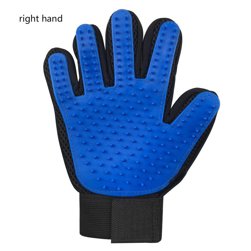 Guante removedor de pelo para gatos, guantes de limpieza para mascotas y perros, cepillo para eliminar el pelo, accesorios para mascotas: right hand blue