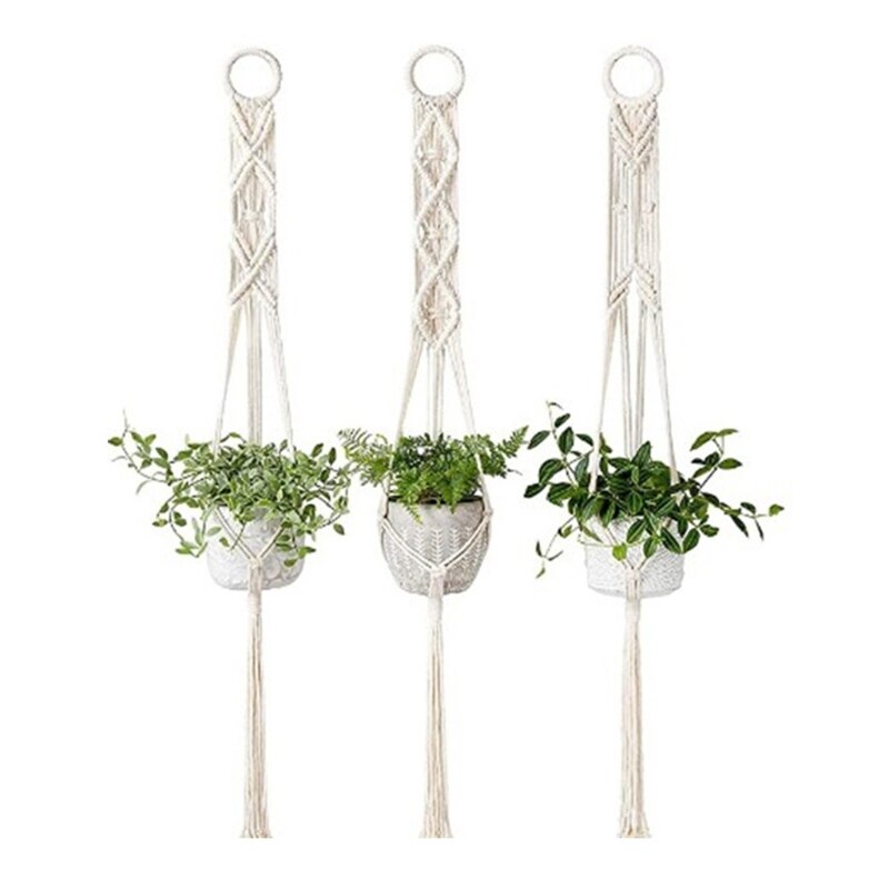 Macrame Plant Hangers Set Van 3 Indoor Muur Opknoping Planter Mand Bloempot Houder Home Decor Opknoping Planter