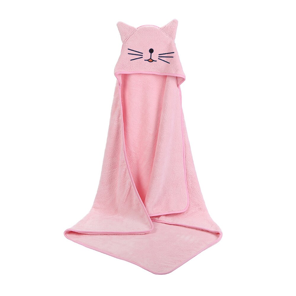 baby poncho badehåndkle fløyel 90*90cm fleece hette baby håndklær teppe nyfødt baby hette håndkle baby babyer vinter: Rosa