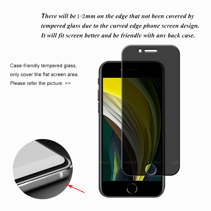 4Pcs For iPhone SE Glass iPhone SE Tempered Glass Phone Protective 9H Privacy Anti-Spy Screen Protector iPhone SE