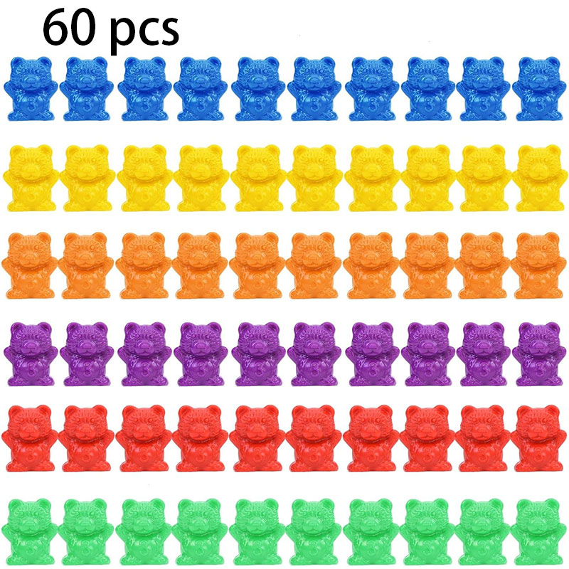 Counting Bears Matching Games Color Sorting Bowls Tweezers Preschool Learning Education Montessori Toys for Kids Girls Boys: Dark Khaki