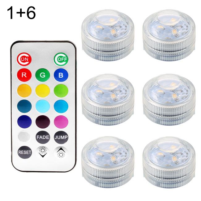 13 Kleuren Smd 3528 Rgb Led Dompelpompen Onderwater IP68 Licht Met Afstandsbediening Lamp Voor Badkamer Zwembad Fontein Decor: 1 controller 6 lamps