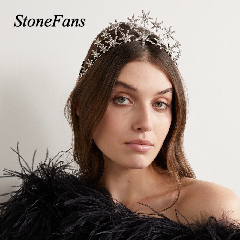 Stonefans Barocco di Cristallo stella Della fascia corona Hairband per Le Donne Bling Da Sposa Diadema corona di Capelli Dei Monili di Cerimonia Nuziale Accessorio