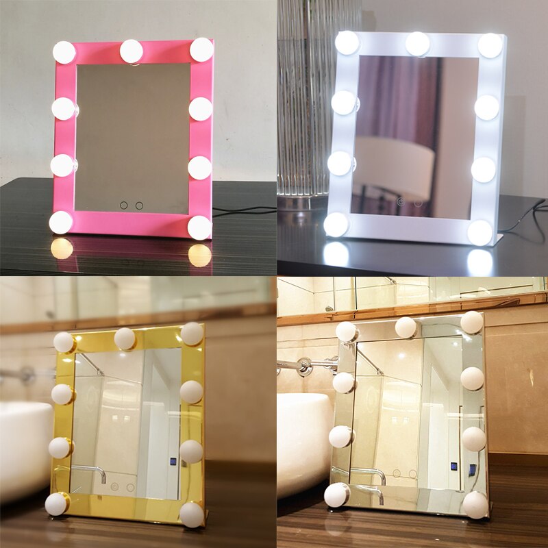 Hollywood Style Lighted Makeup Mirror with Lights Cosmetic Beauty Vanity Mirror Dimmable led Bulbs Make-up Mirrors