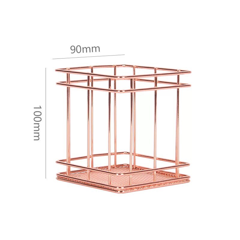 Rose Gold Iron Art Makeup Organizer Basket Eyeliner Brush Set Storage Cup Dressing Table Makeup Cosmetic Organizer Box: 02