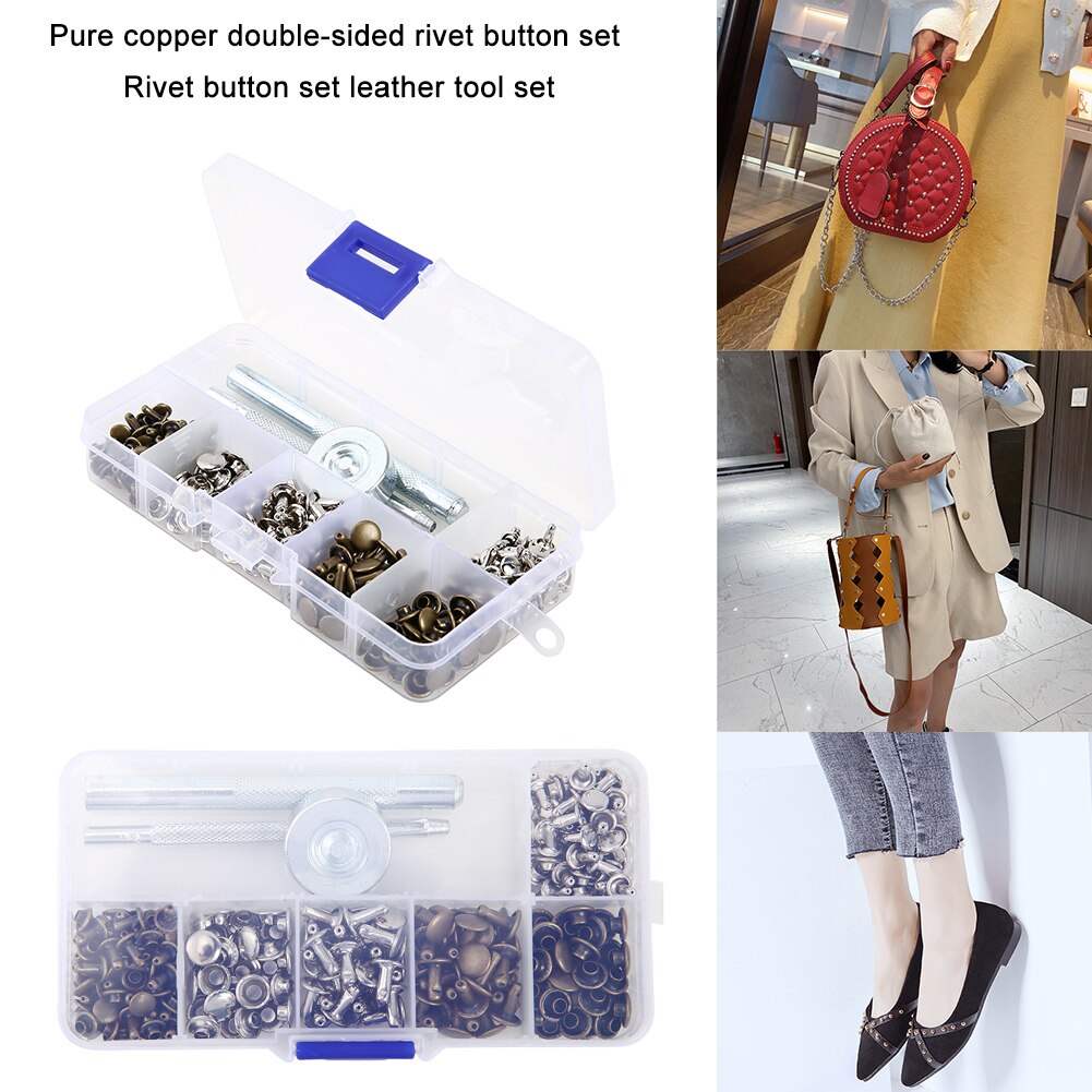 120 Stuks Snap Fastener Druk Knop Klinknagels Metalen Koperen Bevestiging Studs Lichtgewicht Huishoudelijke Kleding Benodigdheden Voor Leer