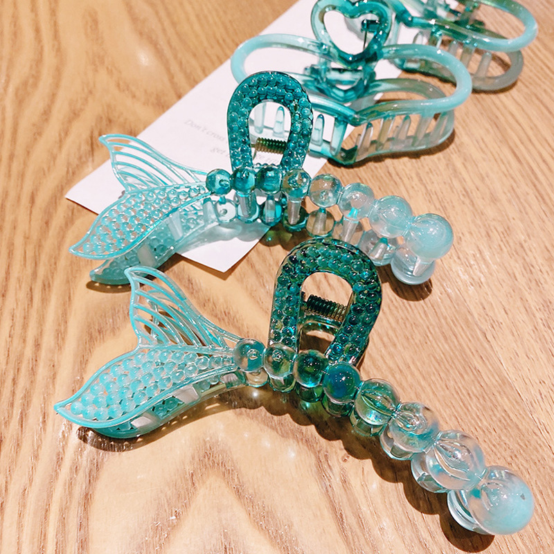 Korean Jelly Gradient Green Acrylic Plate Hair Clip Girl Shark Clip Hair Accessories Hair Clip Clamp Gradient Green Hair Claw