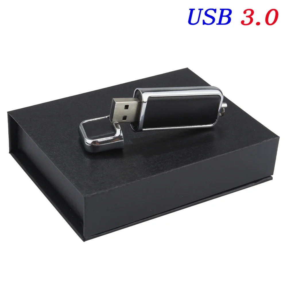 High Speed Leather USB 3.0 Flash Drive 128GB Free Custom Printed Logo Pen Drive Memory Flash Stick Birthday Box: Blue / 20GB