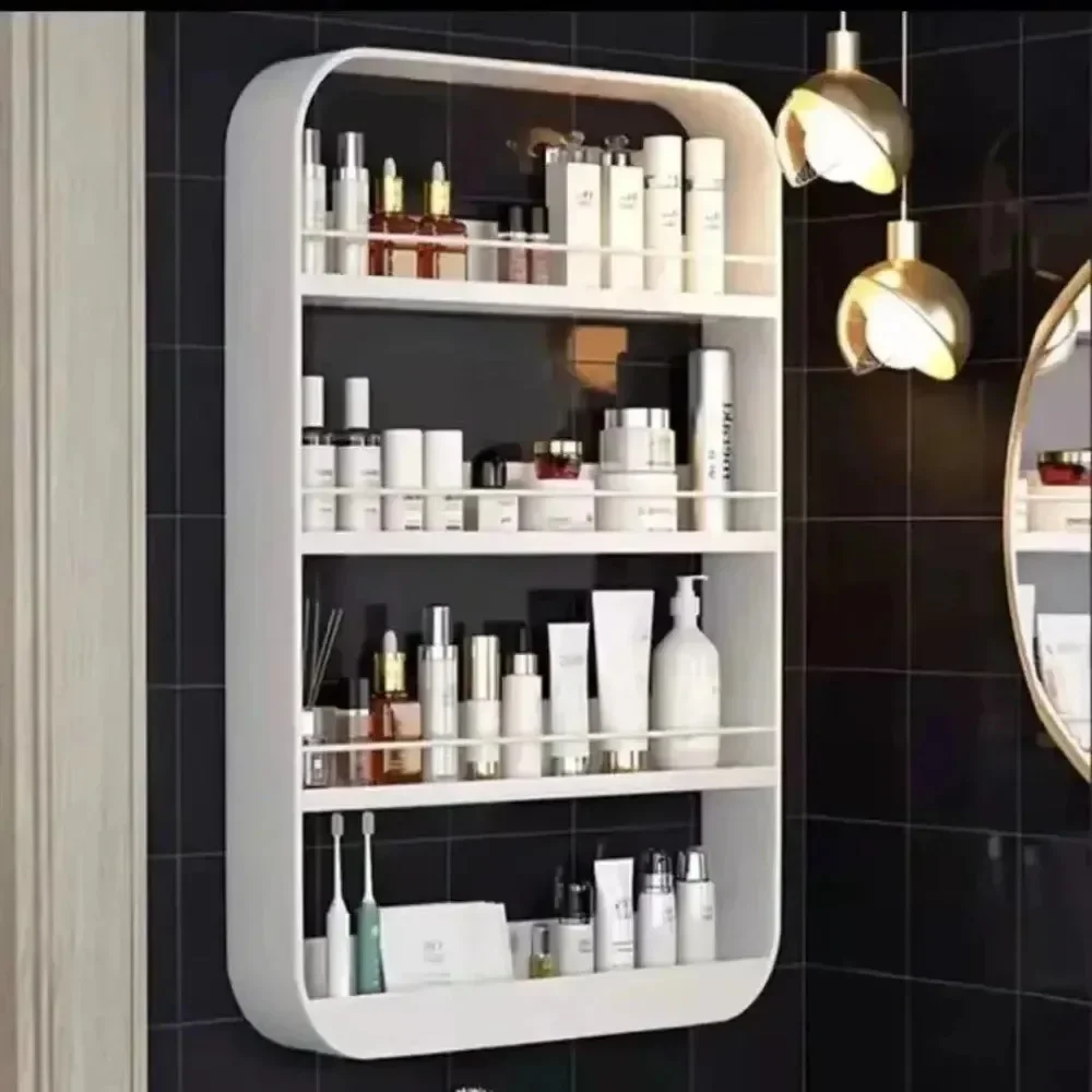 Badezimmerregale, Küche, Wandmontage, Aufbewahrungsregal, stanzfreie Toilettenregale, Organizer, mehrstöckige Toilettenartikel, Kosmetikregale