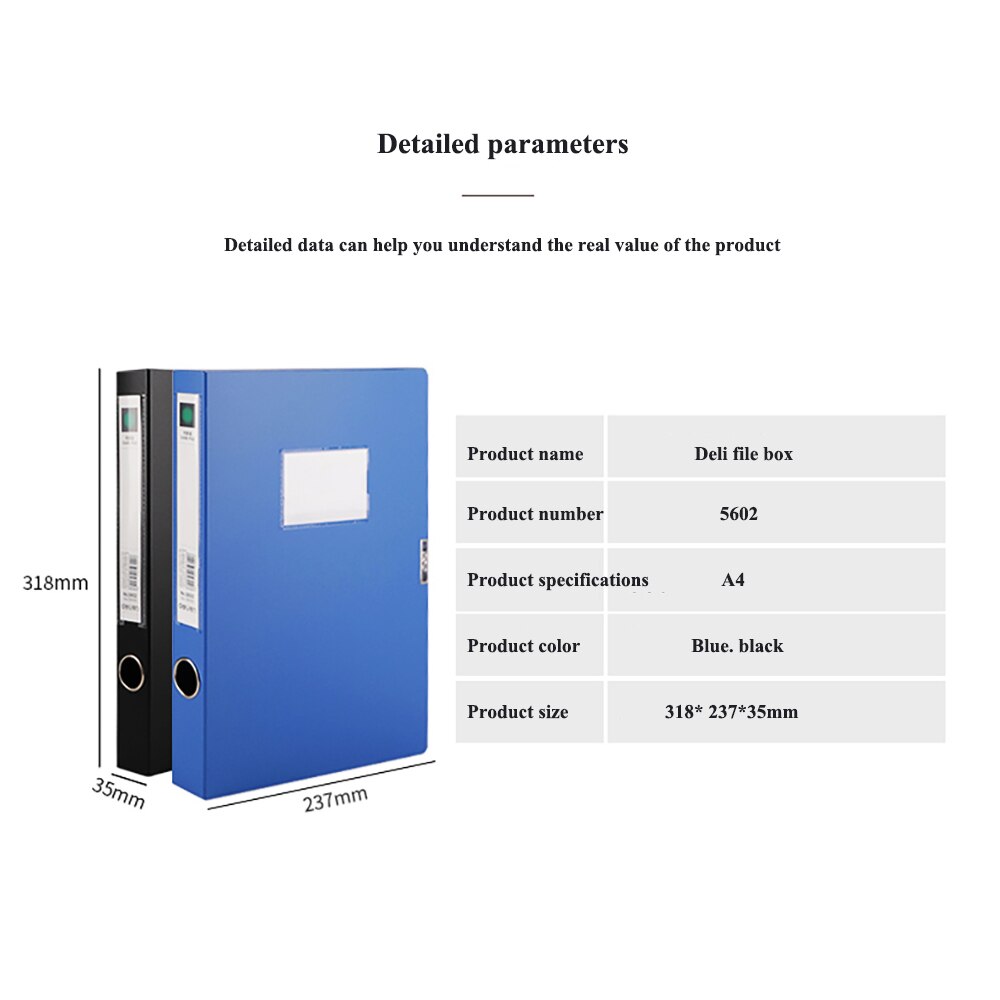 Deli 5603 file box A4 file folder documents storage bag storage box label box