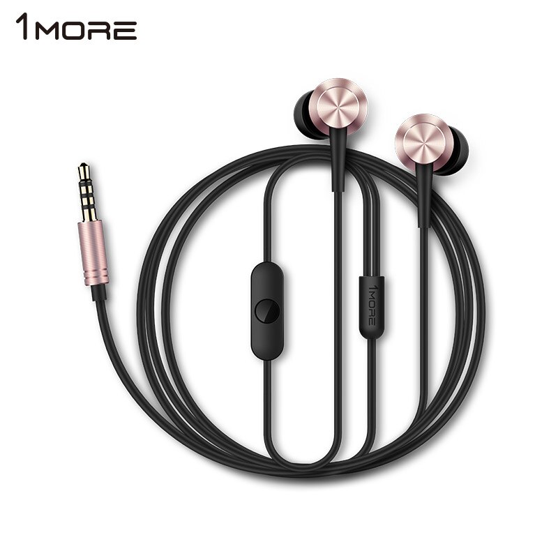 Original 1 Piston más ajuste en la oreja Auriculares auriculares con micrófono para iOS y Android Xiaomi teléfono iPod iPad E1009: Rosa