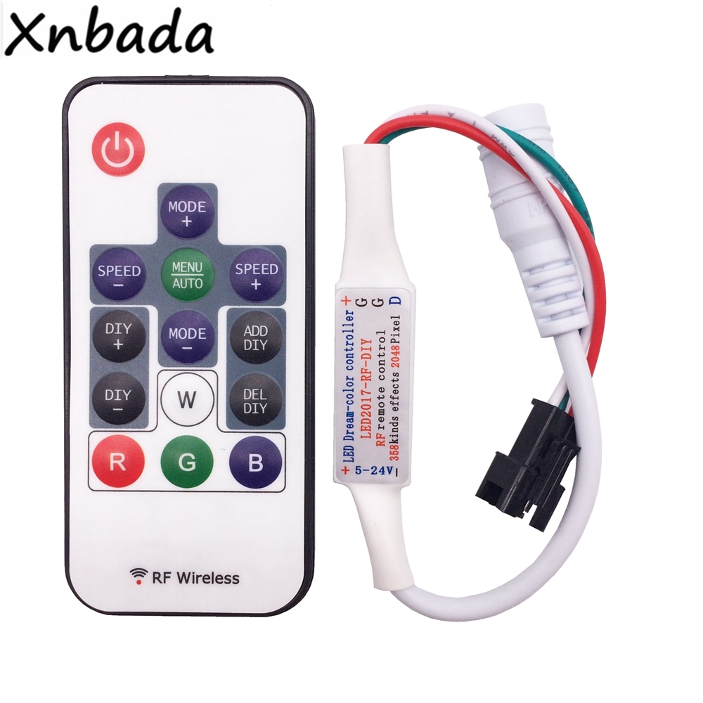 WS2811 WS2812B Rgb Led Light Strip Controller Wireless Rf 14 Toetsen Afstandsbediening Ondersteuning 2048Pixels DC5-12V