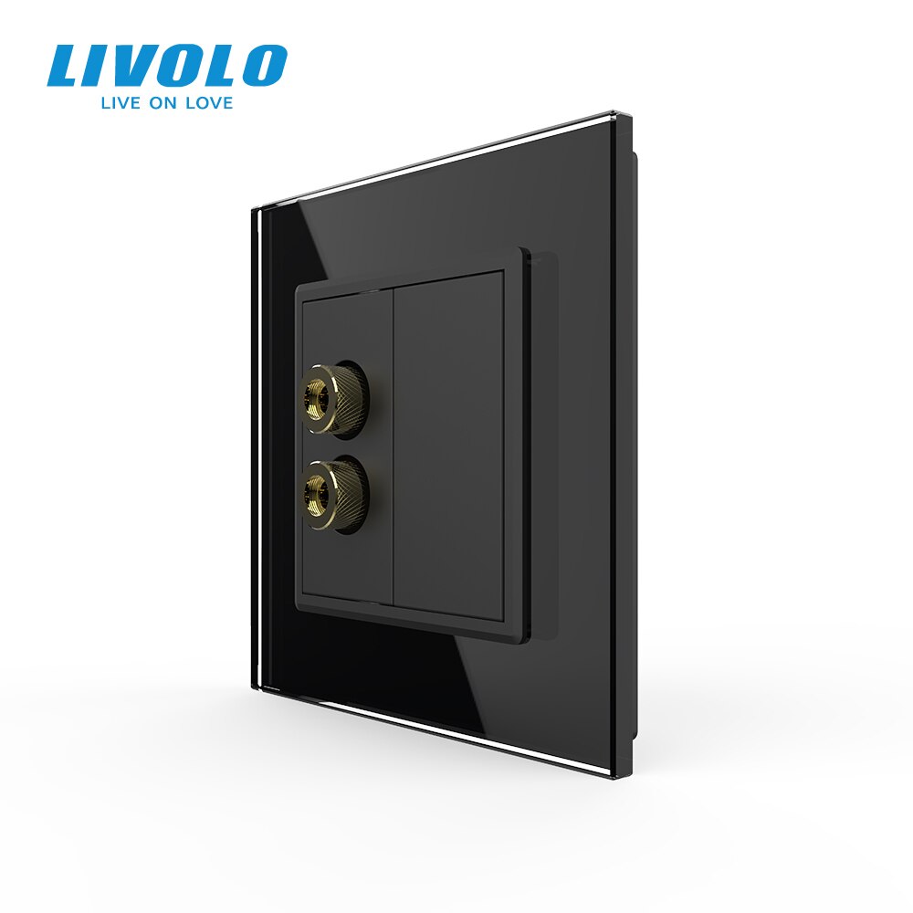 Livolo-enchufe de pared con Panel de cristal, enchufe de sonido estándar europeo