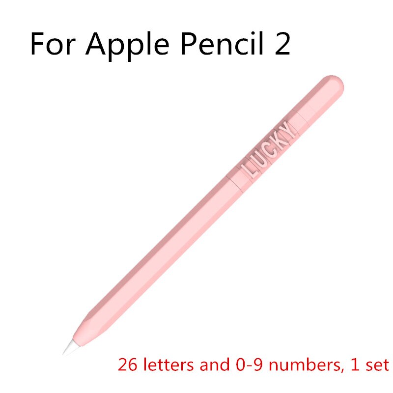 Cute Candy Color Silicone Pencil Case For Apple Pencil 2/1 For iPad Tablet Touch Pen Funny DIY Letter Number Protective Cover: WS265-2-2