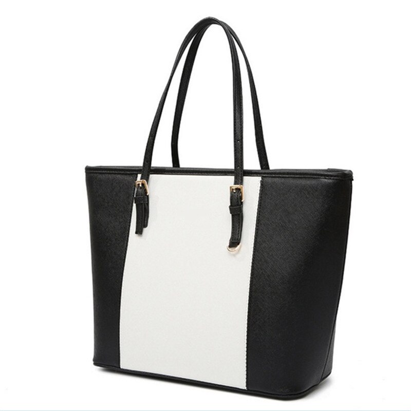 Tas Mode Vrouwen Lederen Handtas Korte Schoudertassen Zwart Wit Grote Capaciteit Luxe Handtassen Tassen Bolsos: Black White