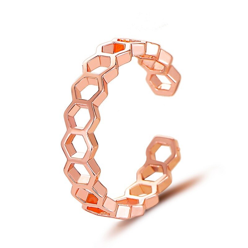 LATS Gold Silver Color Hollowed-out Heart Shape Open Ring Cute Love Jewelry for Women Girl Child Adjustable: 99092