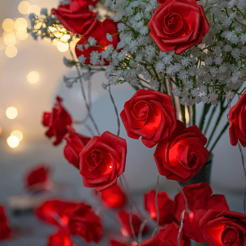 1.5M Bloem Led Lichtslingers Wit/Roze/Rood Rose LED Fairy 10 Lichten Guirlande Licht bruiloft Verjaardagsfeestje Gunsten Supply: Olijf