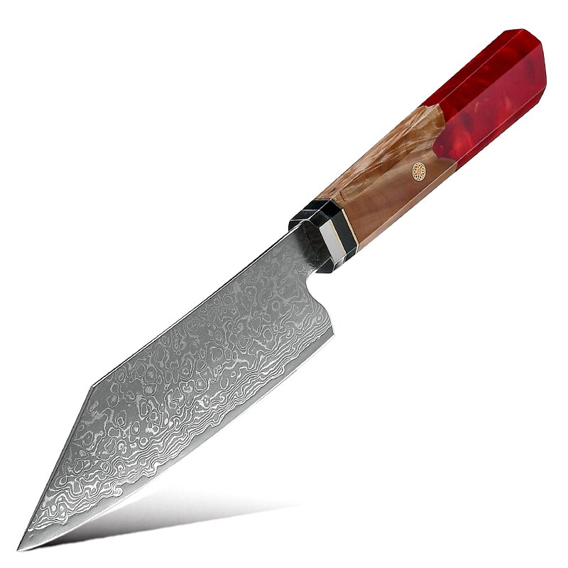 Japanese Kitchen Knives VG10 Damascus Steel Chef Cooking Tools Nakiry Utility Santoku Knife Maple Handle Red Blue Colors: kiritsuke small red