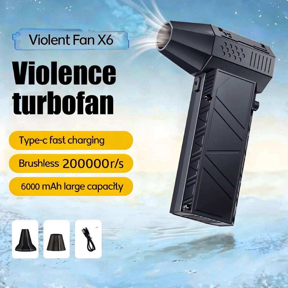 X6 Violent Fan 200000RPM Powerful Air Blower X9 Vacuum Dust Cleaner Type-C Charging Strong Wind 53m/s Brushless Turbo Jet Blower: Brown