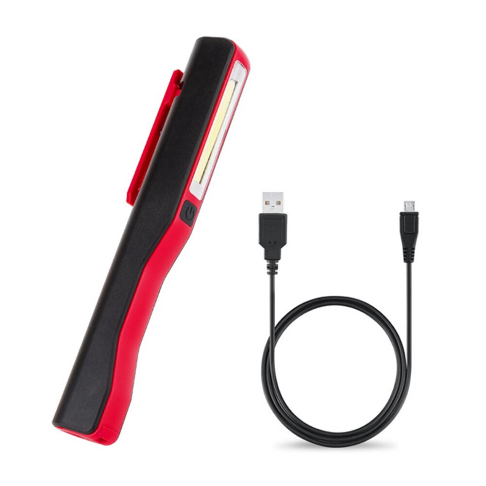 Portable Pen Shape COB LED Flashlight USB Rechargeable Magnetic Work Light Lamp