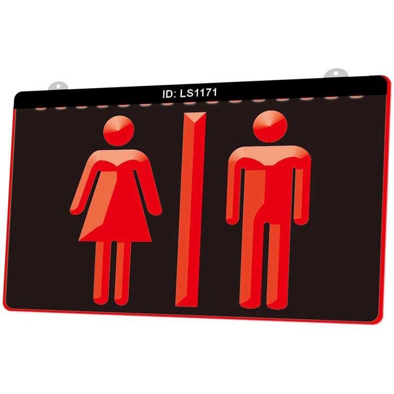 Ls1171 toiletten toiletten 3d graveren led-lichtbord meerdere kleuren gratis detailhandel