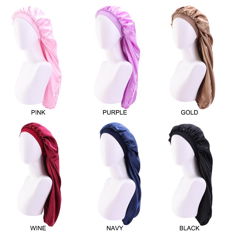 Gorro de satén de doble capa Extra grande, gorro cilíndrico largo para dormir de noche, cubierta para cabeza, turbante, complemento de cabeza para musulmanes africanos